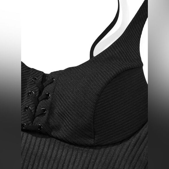 Victorias Secret Allegro Medium Support Flow on Point Lined sport bra Black - Picture 3 of 6